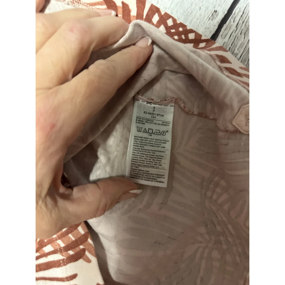 Men’s Banana Republic Brown Palm Leaf Print Performance Polo Shirt Size Small